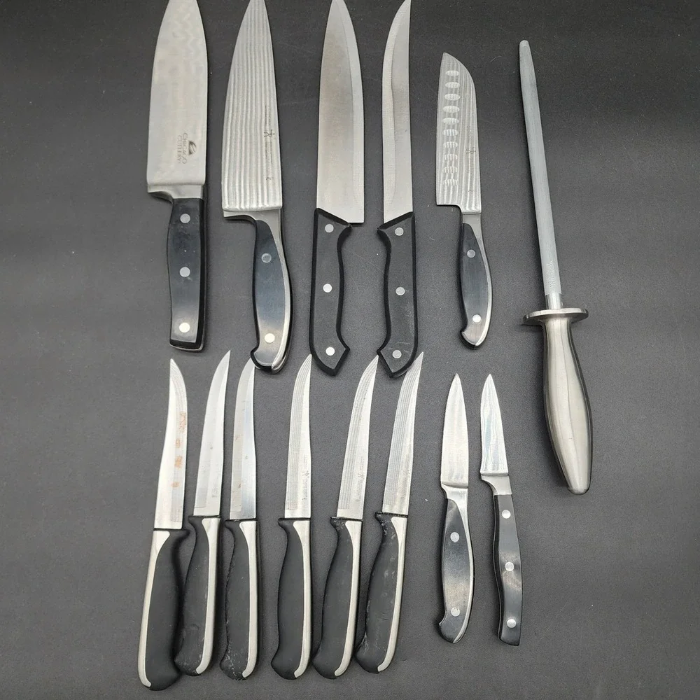 Henckels/Chicago Cutlery 15pc Black Stainless Steel Knife Set Block - READ